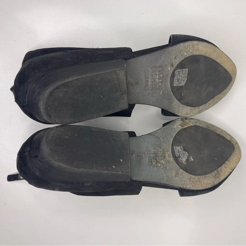 Eileen Fisher Women’s 7.5 Black Tumbled Nubuck‎ Suede Pointed Toe Strap Shoes